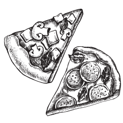 Pizza logo, section of pizza